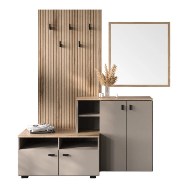 Έπιπλο εισόδου Ebro  σε oak-cappuccino απόχρωση 150.3x41.2x204.7εκ