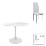 Τραπεζαρία Balou-Parker  σετ 5τεμ λευκό Φ120x73εκ