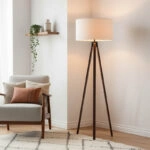 Φωτιστικό δαπέδου PWL-1059  Ε27 καρυδί-μπεζ Φ38x140εκ