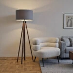 Φωτιστικό δαπέδου PWL-1059  Ε27 καρυδί-γκρι Φ38x140εκ