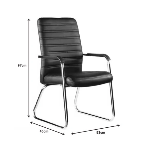 Καρέκλα επισκέπτη Sefine μαύρο pu-πόδι χρωμίου 53x45x97εκ
