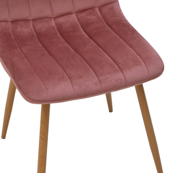 Καρέκλα Noor  βελούδο σάπιο μήλο - πόδια σε φυσική απόχρωση 44x53x86εκ