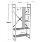 Έπιπλο εισόδου Feranda  με ράφια oak με μαύρο μεταλλικό σκελετό 88x34x180εκ