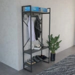 Έπιπλο εισόδου Levento  ανθρακί με μαύρο μεταλλικό σκελετό 88x34x180εκ