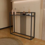 Κονσόλα Convida  ανθρακί με μαύρο μεταλλικό σκελετό 100x25x90εκ