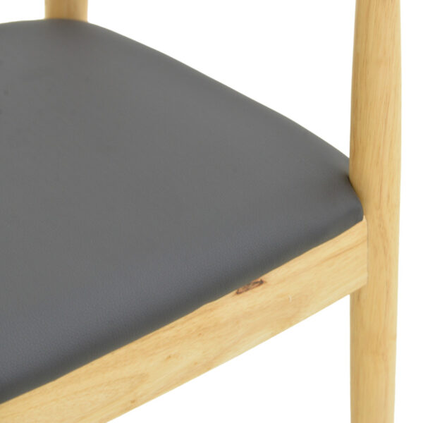 Πολυθρόνα Joube rubberwood σε φυσική απόχρωση με μαύρο pu μαξιλάρι 59x48x73εκ