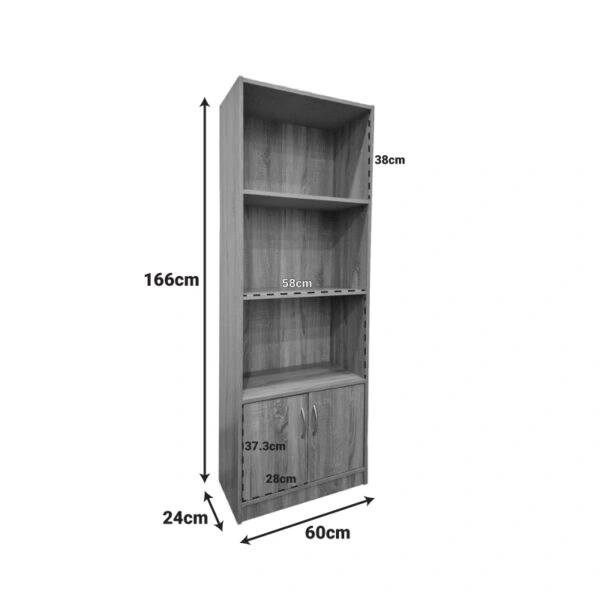 Βιβλιοθήκη Tekaro σε ανθρακί απόχρωση 60x29x166εκ