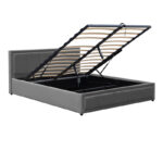 Κρεβάτι Huga με αποθηκευτικό χώρο βελούδο ανθρακί 120x200εκ