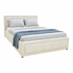 Κρεβάτι Huga  με αποθηκευτικό χώρο ύφασμα μπεζ 120x200εκ