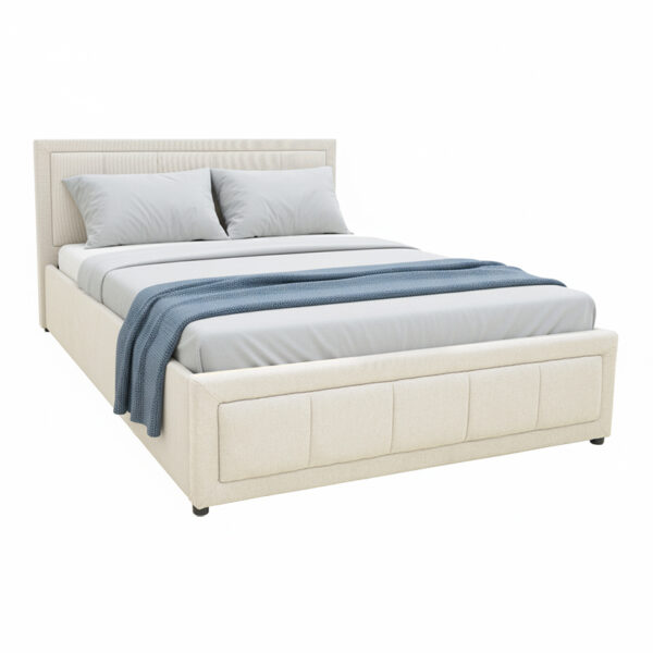 Κρεβάτι Huga  με αποθηκευτικό χώρο ύφασμα μπεζ 120x200εκ