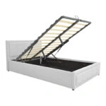 Κρεβάτι Huga με αποθηκευτικό χώρο ύφασμα γκρι 120x200εκ