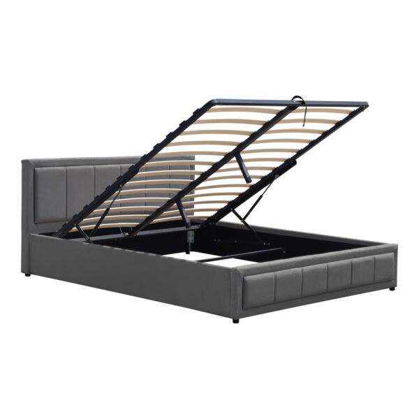 Κρεβάτι Huga με αποθηκευτικό χώρο βελούδο ανθρακί 160x200εκ