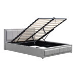 Κρεβάτι Huga με αποθηκευτικό χώρο βελούδο γκρι 160x200εκ