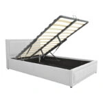 Κρεβάτι Huga  με αποθηκευτικό χώρο ύφασμα γκρι 160x200εκ