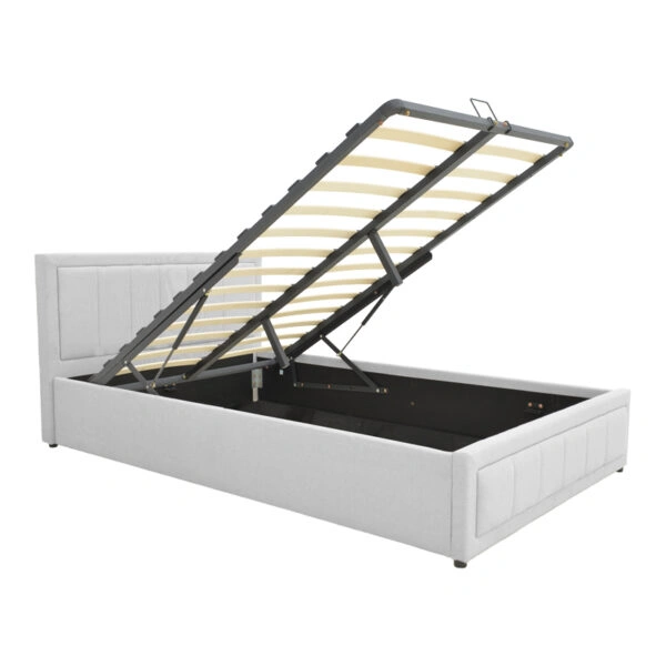 Κρεβάτι Huga  με αποθηκευτικό χώρο ύφασμα γκρι 160x200εκ