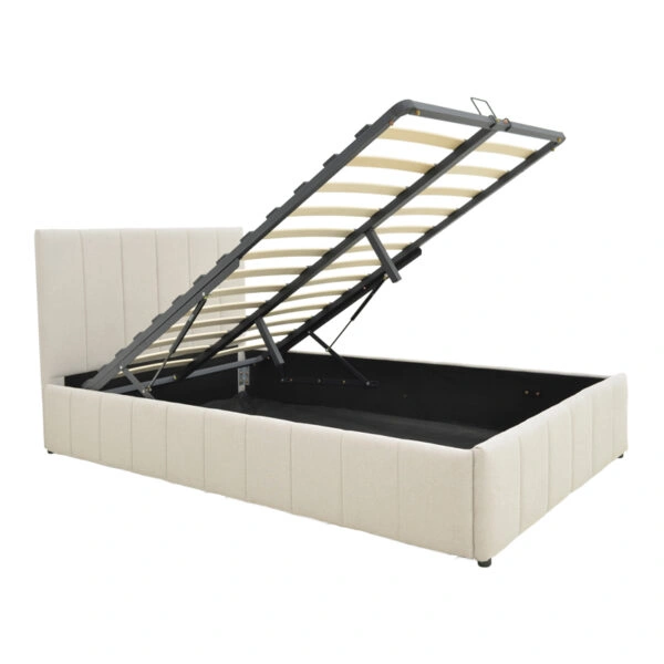 Κρεβάτι Snuggle  με αποθηκευτικό χώρο ύφασμα μπεζ 120x200εκ