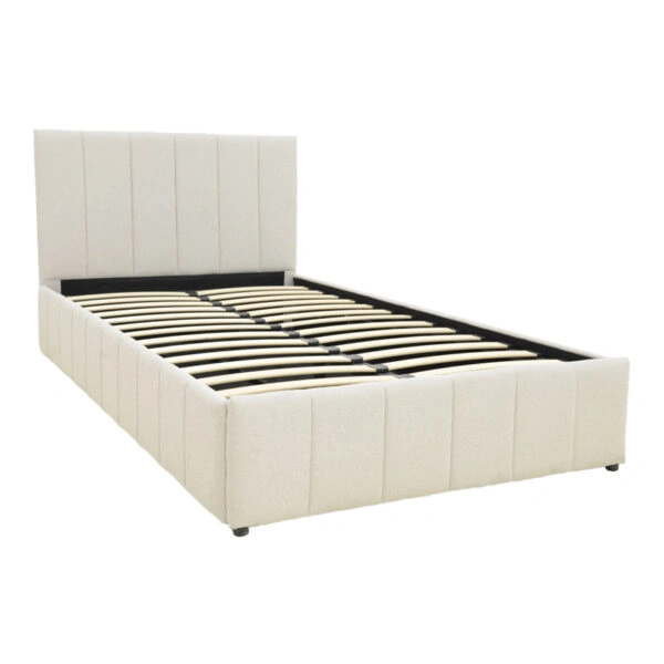 Κρεβάτι Snuggle  με αποθηκευτικό χώρο ύφασμα μπεζ 120x200εκ