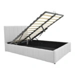 Κρεβάτι Snuggle με αποθηκευτικό χώρο ύφασμα γκρι 120x200εκ