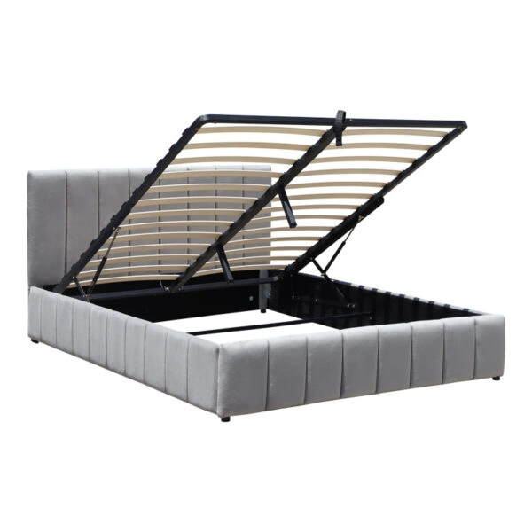 Κρεβάτι Snuggle με αποθηκευτικό χώρο βελούδο γκρι 160x200εκ