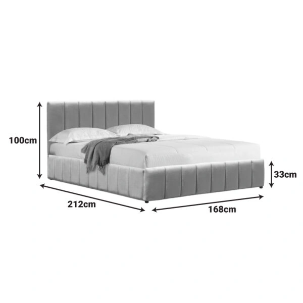 Κρεβάτι Snuggle με αποθηκευτικό χώρο βελούδο γκρι 160x200εκ