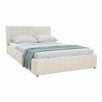 Κρεβάτι Snuggle  με αποθηκευτικό χώρο ύφασμα μπεζ 160x200εκ