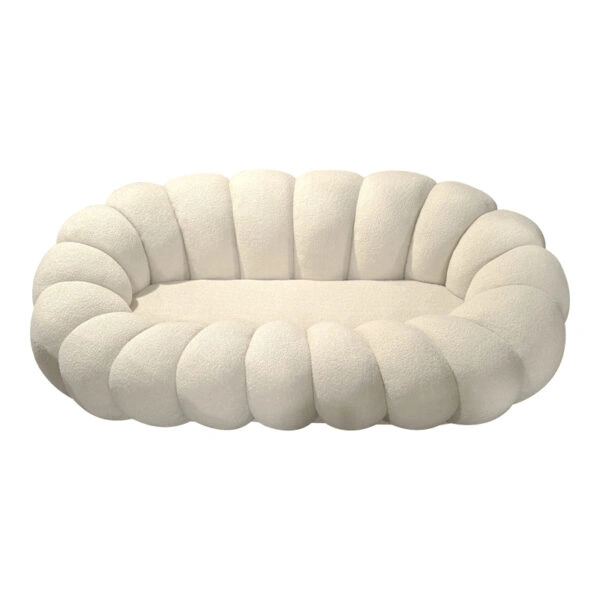 Καναπές Embrace μπουκλέ ύφασμα σε μπεζ απόχρωση 180x105x65εκ