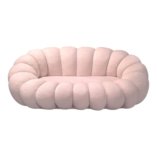 Καναπές Embrace μπουκλέ ύφασμα σε ροζ απόχρωση 180x105x65εκ