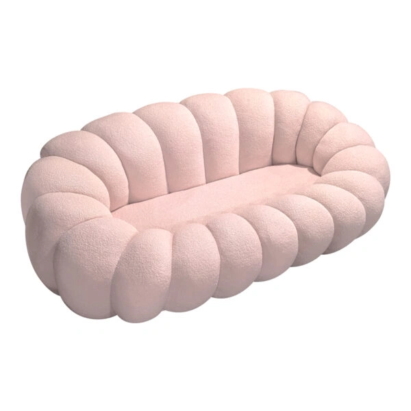Καναπές Embrace μπουκλέ ύφασμα σε ροζ απόχρωση 180x105x65εκ