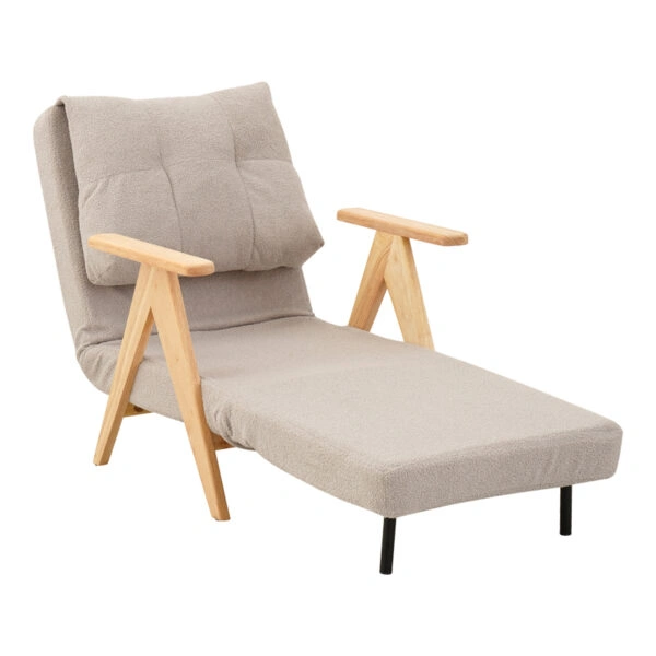 Πολυθρόνα-Κρεβάτι Restyl  rubberwood- ύφασμα σε κρεμ απόχρωση 75x60x93εκ