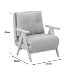 Πολυθρόνα-Κρεβάτι Restyl  rubberwood- ύφασμα σε κρεμ απόχρωση 75x60x93εκ