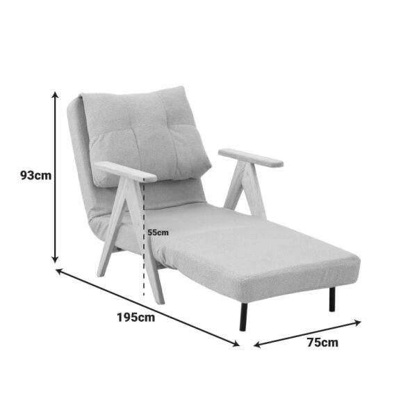 Πολυθρόνα-Κρεβάτι Restyl  rubberwood- ύφασμα σε κρεμ απόχρωση 75x60x93εκ