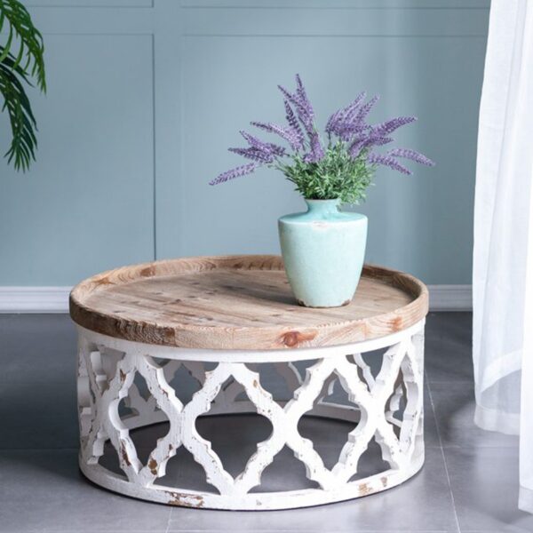 Alcott Τραπέζι Σαλονιού Ξύλο MDF Λευκή Πατίνα (81x81x40)cm