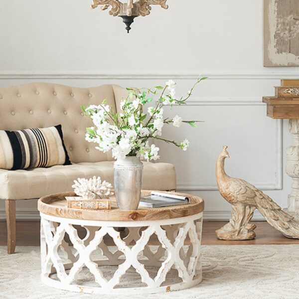 Alcott Τραπέζι Σαλονιού Ξύλο MDF Λευκή Πατίνα (81x81x40)cm