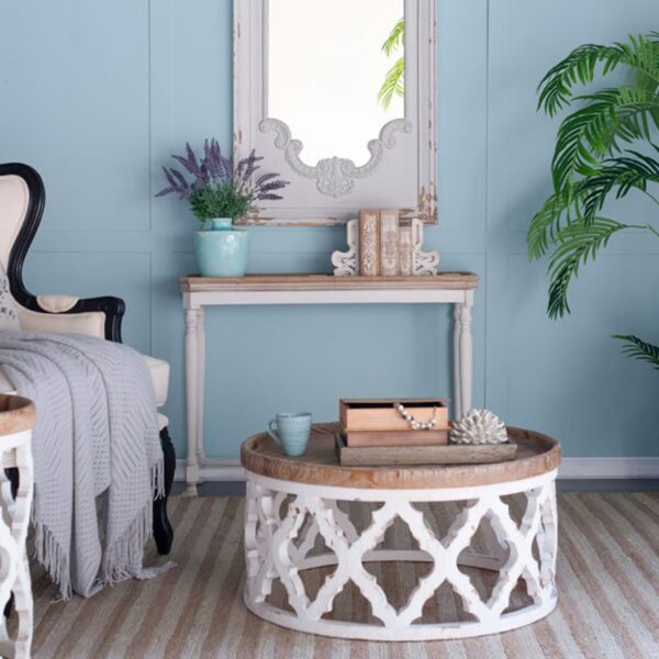 Alcott Τραπέζι Σαλονιού Ξύλο MDF Λευκή Πατίνα (81x81x40)cm