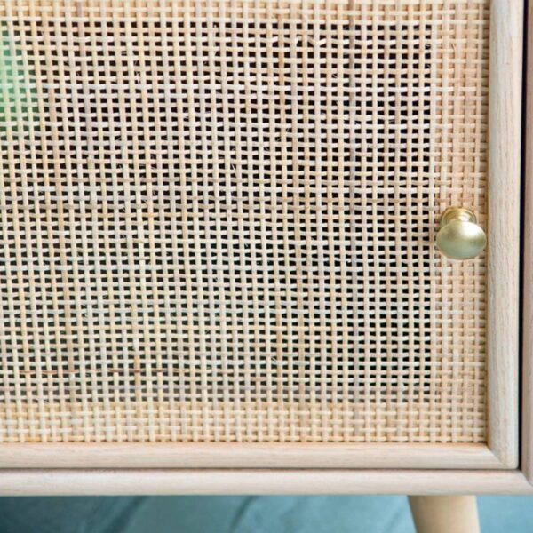 Κομοδίνο ξύλινο  με 1 συρτάρι και 1 ντουλάπι φυσικού χρώματος 42 X 34.5 X 71cm