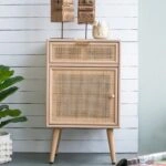 Κομοδίνο ξύλινο  με 1 συρτάρι και 1 ντουλάπι φυσικού χρώματος 42 X 34.5 X 71cm