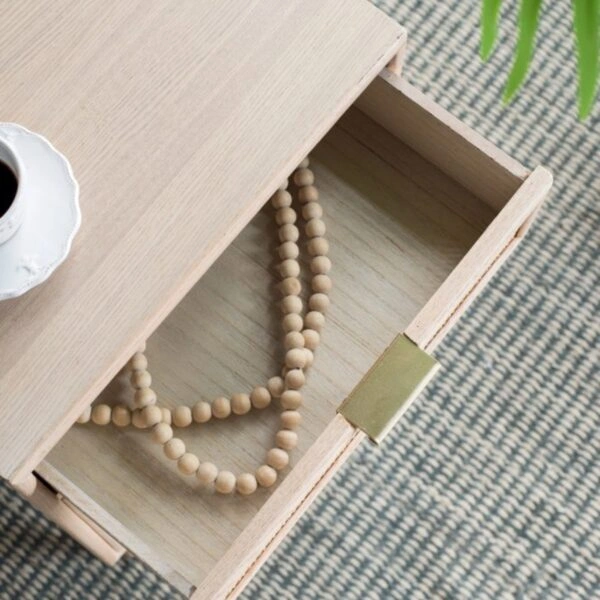 Κομοδίνο ξύλινο  με 1 συρτάρι και 1 ντουλάπι φυσικού χρώματος 42 X 34.5 X 71cm