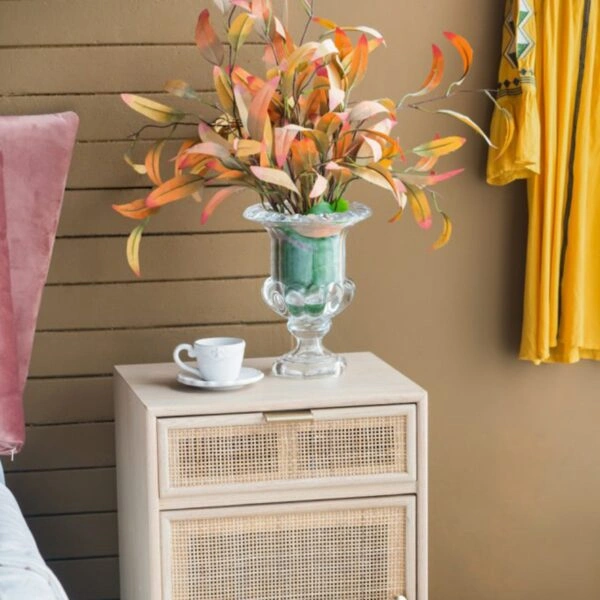 Κομοδίνο ξύλινο  με 1 συρτάρι και 1 ντουλάπι φυσικού χρώματος 42 X 34.5 X 71cm