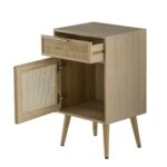 Κομοδίνο ξύλινο  με 1 συρτάρι και 1 ντουλάπι φυσικού χρώματος 42 X 34.5 X 71cm