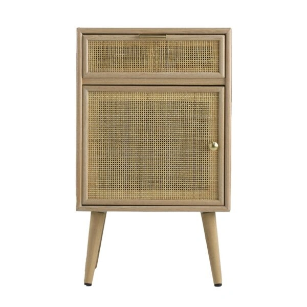 Κομοδίνο ξύλινο  με 1 συρτάρι και 1 ντουλάπι φυσικού χρώματος 42 X 34.5 X 71cm