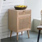 Κομοδίνο ξύλινο  με 1 συρτάρι και 1 ντουλάπι φυσικού χρώματος 42 X 34.5 X 71cm