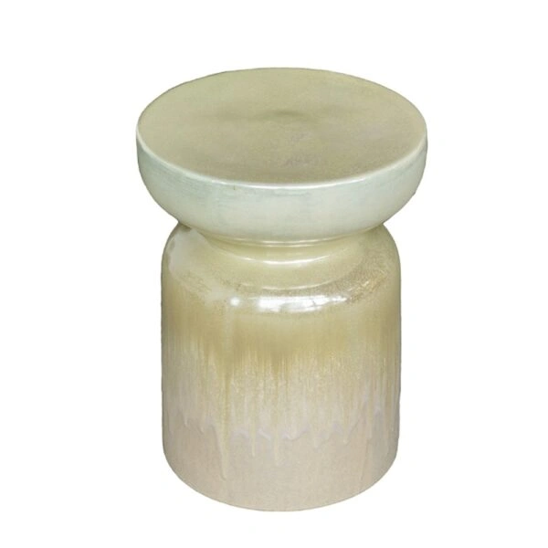 Artekko Metro Μπεζ Κεραμικό Τραπέζι Βοηθητικό Σκαμπό (34.9x34.9x45.7)cm