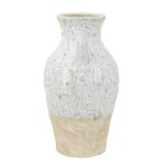 Artekko Bard Λευκό Διακοσμητικό Βάζο από Τερακότα με Μπεζ Λεπτομέρειες (20x20x35)cm