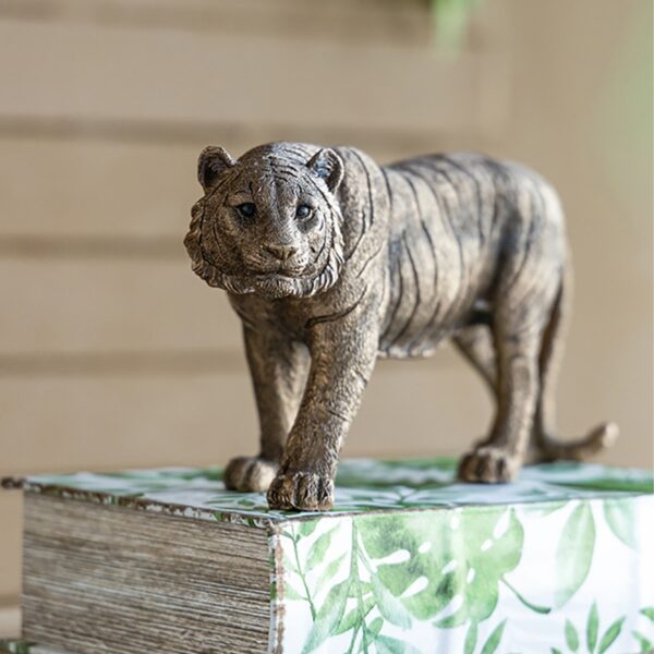 Artekko Animal Μπρονζέ Επιτραπέζια Διακοσμητική Τίγρη Ρητίνης (29x9x14.5)cm