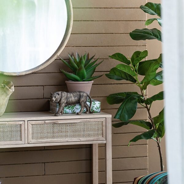 Artekko Animal Μπρονζέ Επιτραπέζια Διακοσμητική Τίγρη Ρητίνης (29x9x14.5)cm