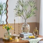 Artekko Aphelios Διακοσμητικό Βάζο Γυαλί Διάφανο Χρυσό (15x15x22)cm