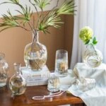 Artekko Aphelios Διακοσμητικό Βάζο Γυαλί Διάφανο Χρυσό (15x15x22)cm