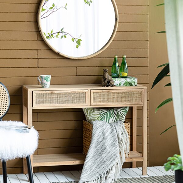 Artekko Cons Κονσόλα MDF Ψάθα Φυσική Απόχρωση (100x30x75)cm