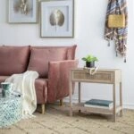 Artekko Cons MDF Κομοδίνο με Ψάθα σε Φυσική Απόχρωση (55x30x55)cm