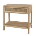 Artekko Cons MDF Κομοδίνο με Ψάθα σε Φυσική Απόχρωση (55x30x55)cm